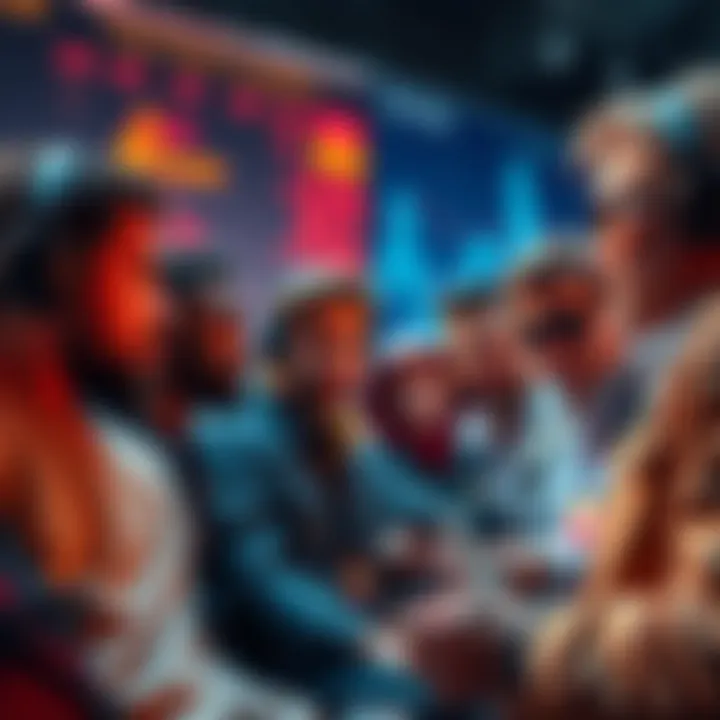 A group of diverse people discussing Bitcoin trends and market influences in 2025.
