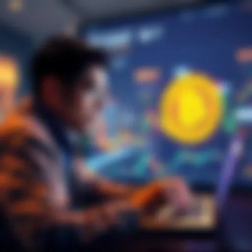 A person looking at a Bitcoin chart on a laptop, considering investment options in the UAE