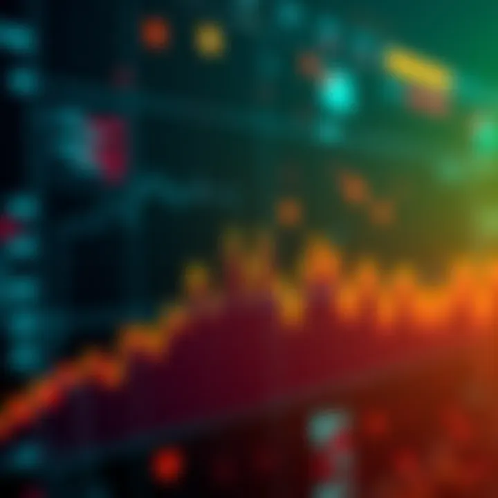 A colorful line chart showing Bitcoin price fluctuations over a four-year period, highlighting key trends and cycles.