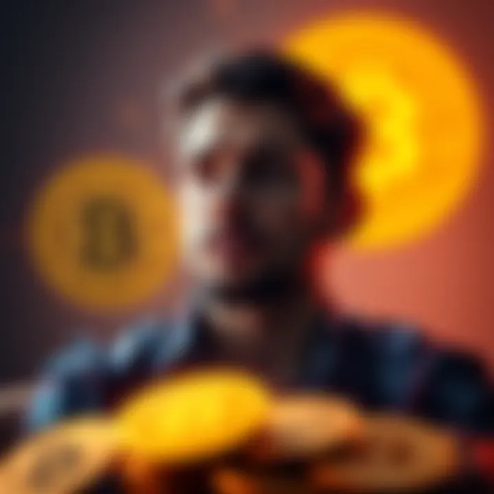A person reflecting on their transformation from casual crypto investor to a Bitcoin maximalist, symbolized by a Bitcoin logo and growth chart.