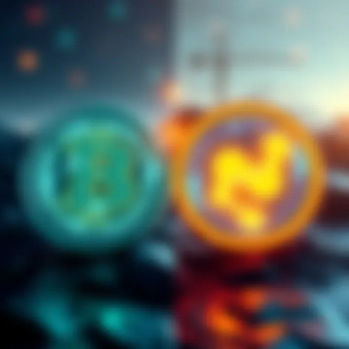 A side-by-side illustration showing Bitcoin and Nano logos with energy consumption icons, symbolizing their environmental impact.