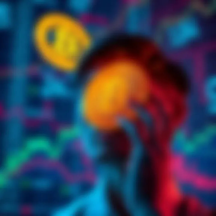 Bitcoin Ownership Illusion A person looking at a Bitcoin symbol in frustration, surrounded by digital numbers and graphs, representing the confusion of ownership versus value.