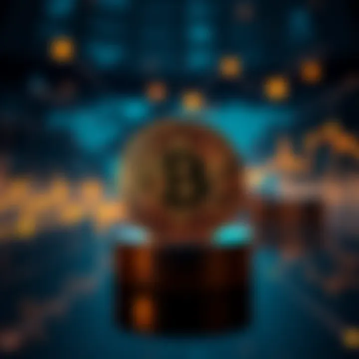 A graphic illustrating Bitcoin's potential rise to $400 million by 2075, with global economy symbols in the background.