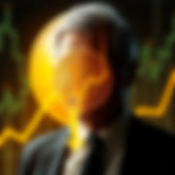 Billionaire investor Jeremy Grantham warns about Bitcoin's potential failure, depicting a Bitcoin symbol with a downward trend arrow and Grantham's silhouette in the background.