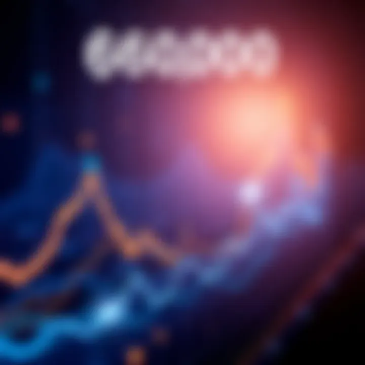 Line graph showing Bitcoin price at $69,000 with rising and falling trends