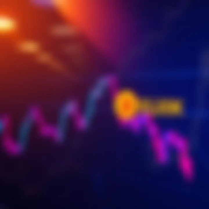 A chart showing the fluctuating price of Bitcoin with a downward trend and a focus on a $50,000 mark.