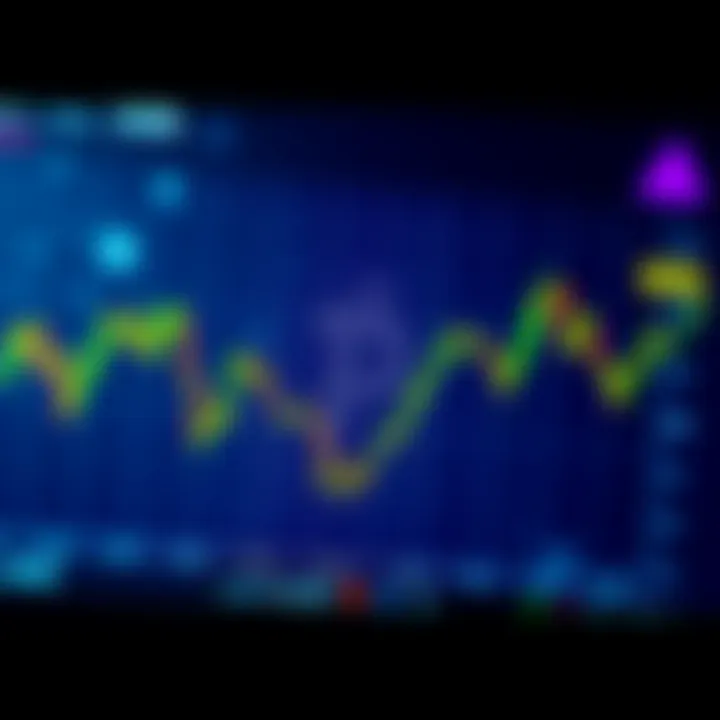 A graph showing fluctuating Bitcoin prices between 55k and 65k with a question mark, symbolizing uncertainty in the market.