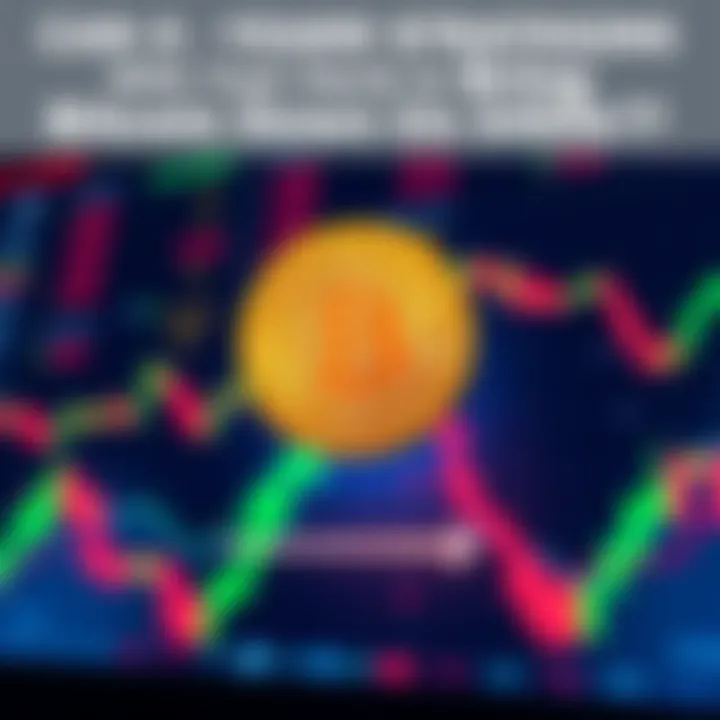 A graph depicting Bitcoin's price dropping with economic indicators in the background