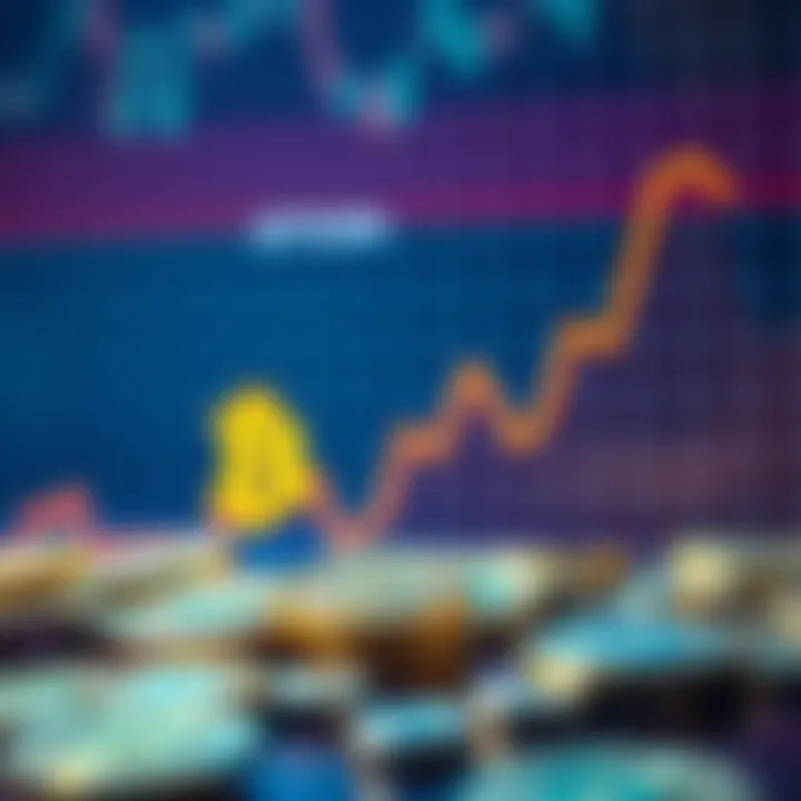 A downward trend graph representing Bitcoin price decline with coins in the foreground.