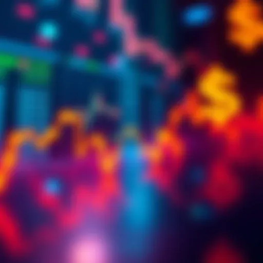 A graphic showing a downward trend in Bitcoin prices with a chart and dollar signs