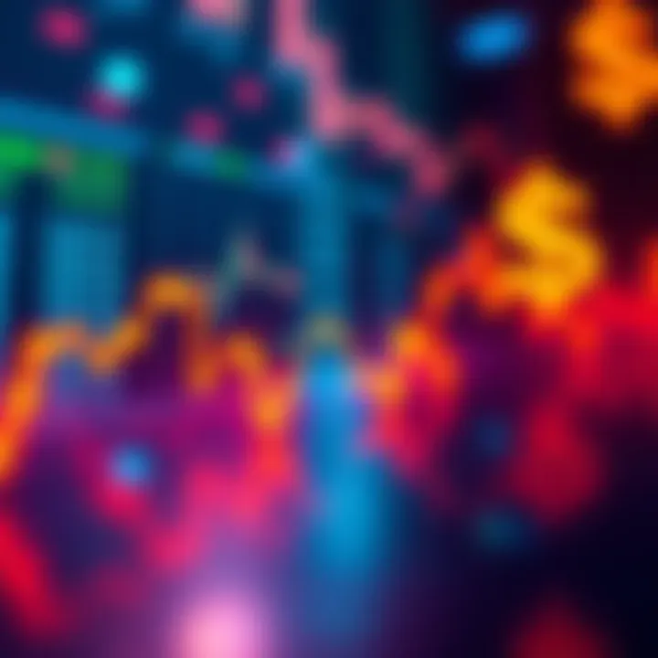 A graphic showing a downward trend in Bitcoin prices with a chart and dollar signs