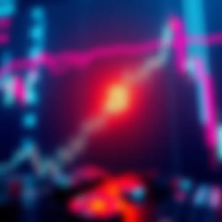 A chart showing a downward trend in Bitcoin prices with a warning symbol