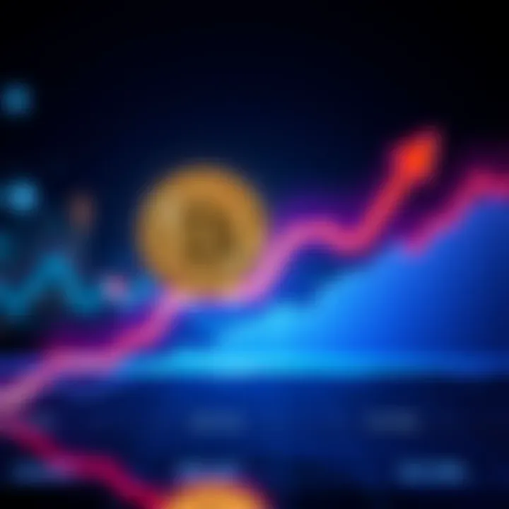 Graph showing Bitcoin price decline with an arrow pointing downwards