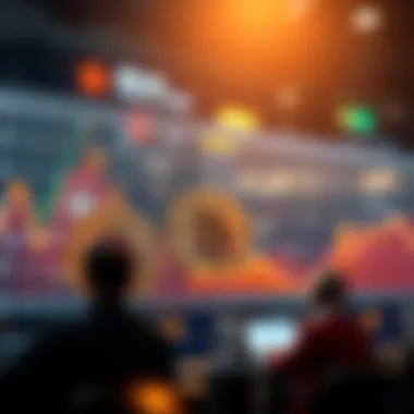 Graph showing Bitcoin price decline with optimistic investors discussing on forums