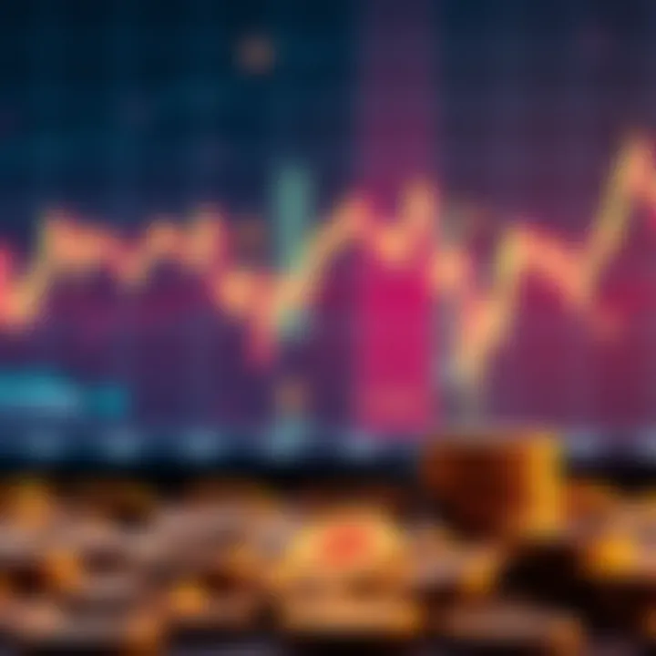 Bitcoin Price Drop A chart showing a decline in Bitcoin prices with a downward trend line and a stack of coins beneath it, indicating a buying opportunity.