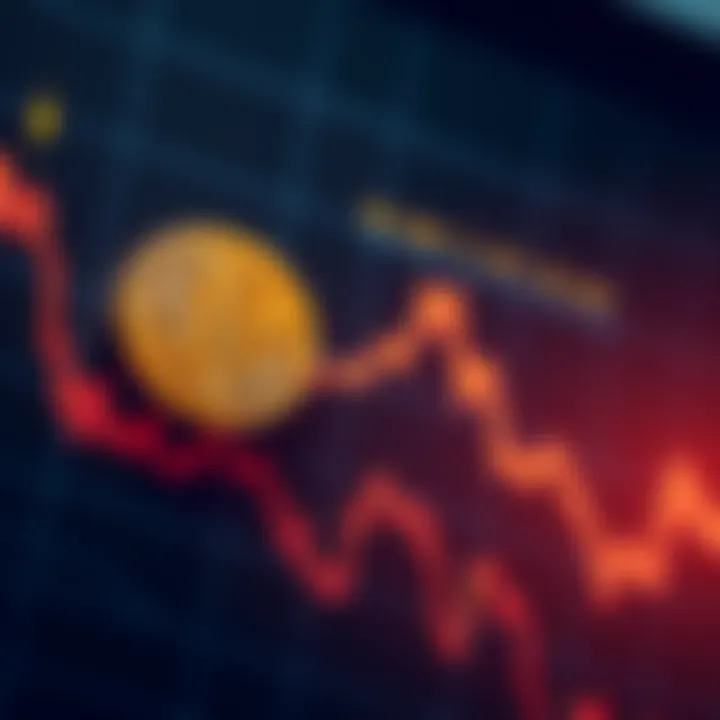 Graph showing Bitcoin price decrease with a downward trend