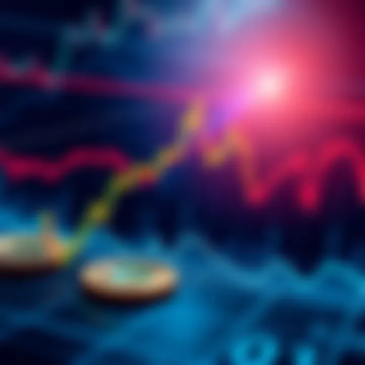 Bitcoin price chart with fluctuating values A Bitcoin price chart showing sharp rises and falls, symbolizing market volatility.