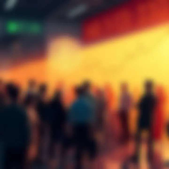 People discussing Bitcoin price changes and market trends during a downturn, showing contrasting reactions to price drops and rises.