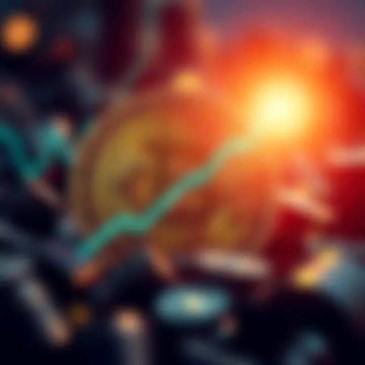 Bitcoin Price Recovery Bitcoin symbol with an upward trend graph, indicating recovery towards $100k