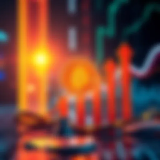 A graphic showing Bitcoin's price increasing despite economic challenges with arrows pointing upward and a dollar sign.