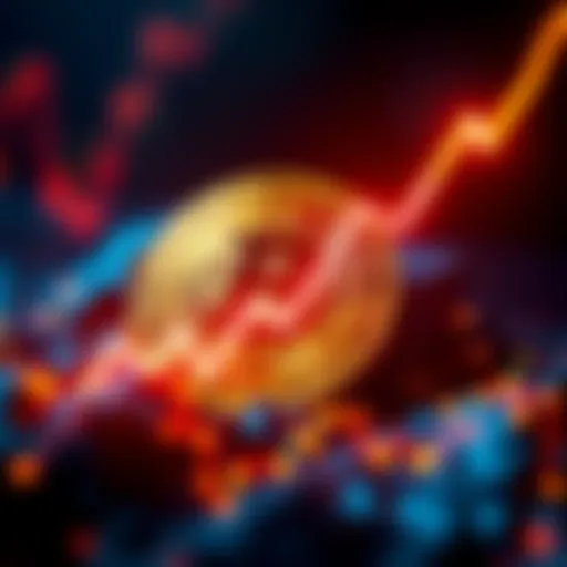 Bitcoin symbol with a rising graph, indicating a price increase to $96.9K and potential volatility in the market