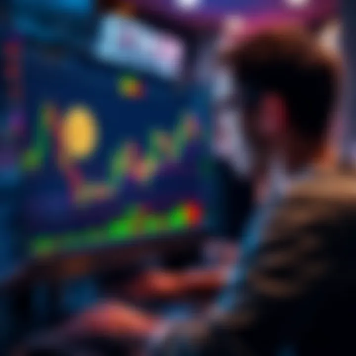 A person looking at Bitcoin price charts on a computer screen, focused and analyzing the market fluctuations.