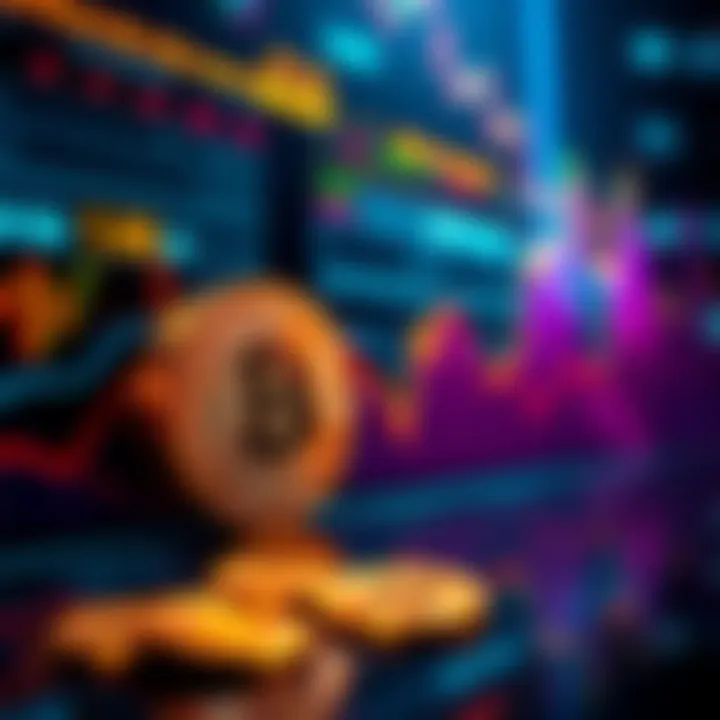 A chart showing the upward trend of Bitcoin prices and a coin illustration