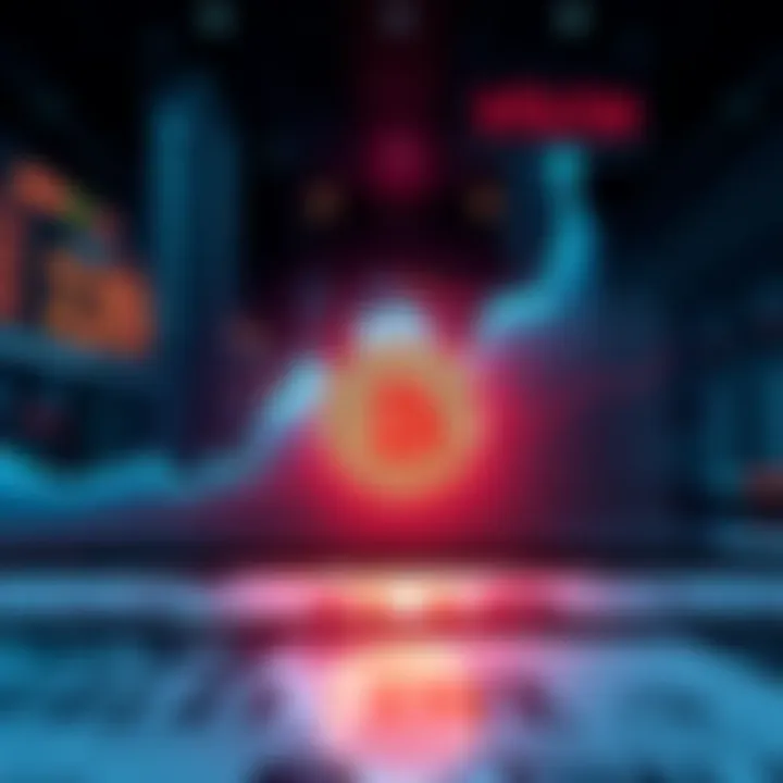 A graphic showing Bitcoin's price chart with an upward trend amidst a backdrop of inflation news headlines and stock market decline