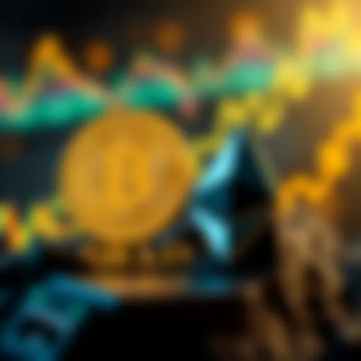 A graphic showing Bitcoin's price climbing to $80,000 with Ethereum lagging behind, symbolizing the contrast in performance between the two cryptocurrencies.