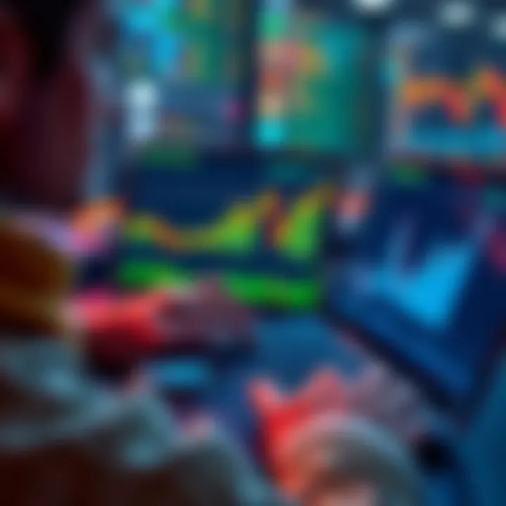 Bitcoin Selling Strategies A person analyzing Bitcoin market trends on a laptop with graphs and charts displayed on the screen