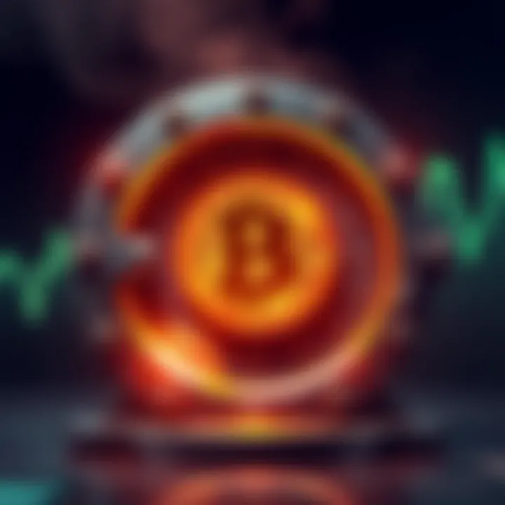 A digital representation of a Bitcoin vault symbolizing secure cryptocurrency storage with a yield graph in the background.