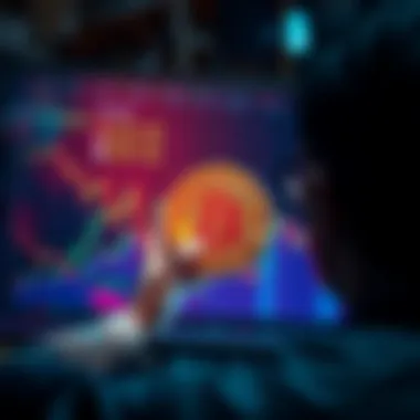 A person looking at a chart showing Bitcoin rising while altcoins decline, indicating a shift in investment focus