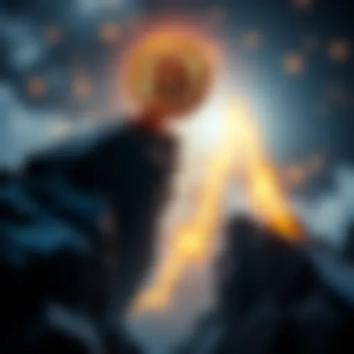 A graphic showing Bitcoin climbing upwards while Ethereum drops down, representing the changing cryptocurrency market.