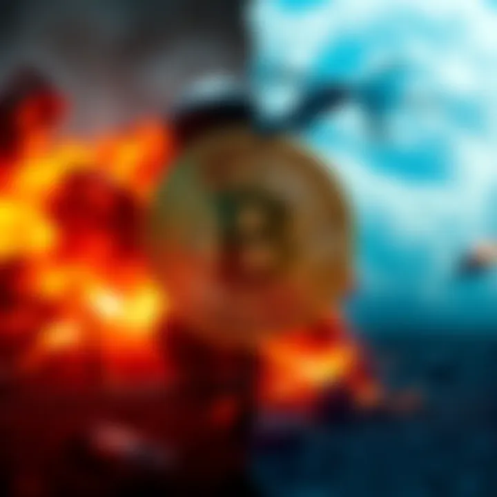 Bitcoin and War Impact A split image showing a Bitcoin symbol and war imagery, illustrating the relationship between global conflicts and cryptocurrency markets.