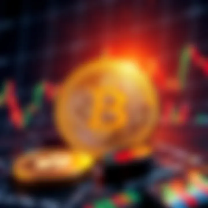 Bitcoin hits $100k A digital representation of Bitcoin reaching the $100k milestone with market charts in the background showing fluctuating trends.