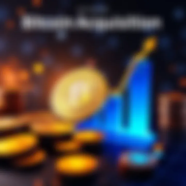 A graphic showing 130 Bitcoin coins and a total of 650,000 BTC in holdings with a rising graph, symbolizing growth in the cryptocurrency market.