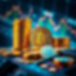 Bitcoin Acquisition A visual representation of Strategy acquiring Bitcoin, with stacks of gold coins and a Bitcoin logo, indicating their large investment during market panic selling.