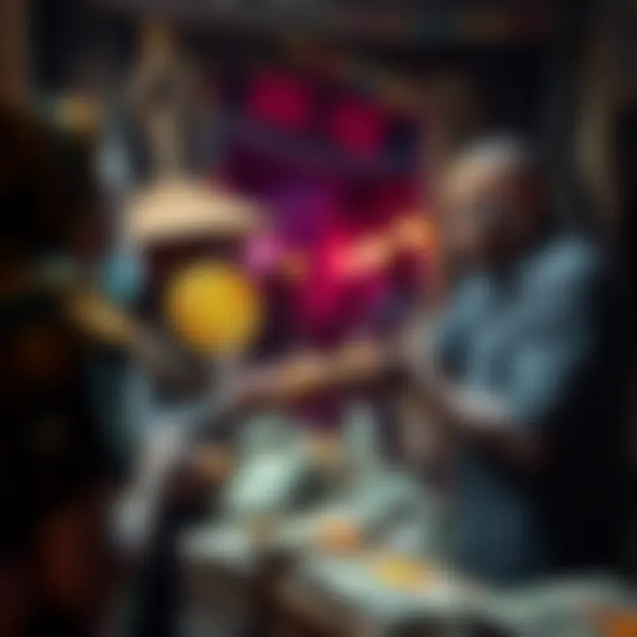African vendors accepting Bitcoin payments instead of dollars, showcasing a shift towards cryptocurrency in the market.