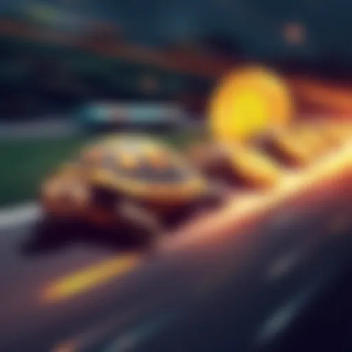 Illustration showing Bitcoin represented by a slow-moving turtle, contrasted with altcoins depicted as fast-moving cheetahs, showcasing their speed and efficiency difference.