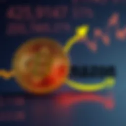 A visual representation of Bitcoin approaching Amazon's market value, showcasing Bitcoin's logo next to Amazon's logo with a rising graph line.