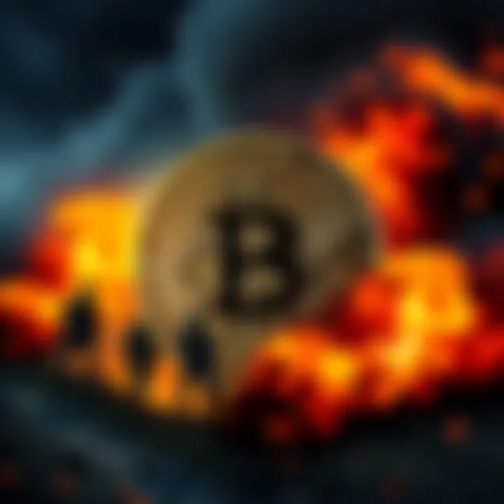A visual representation of the link between Bitcoin and warfare, showing a Bitcoin symbol overlaying images of conflict and currency, depicting the impact of war on cryptocurrency values.