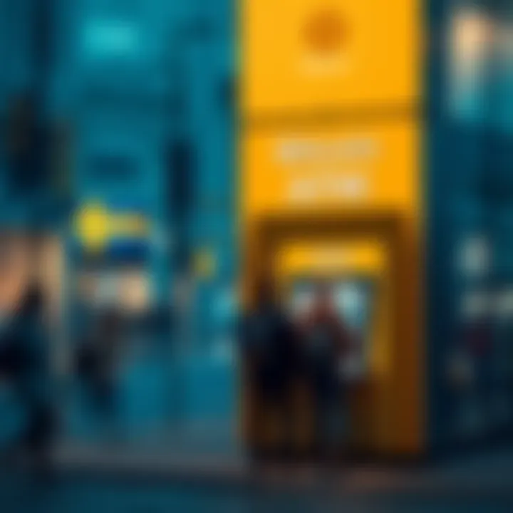 Bitcoin ATM in Sweden A Bitcoin ATM located in a busy area of Sweden, with people approaching it for cash transactions.