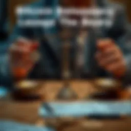 A person weighing options with Bitcoin symbols and bankruptcy papers on a table