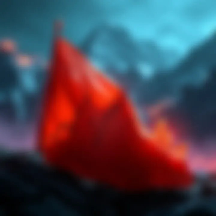 A bear flag pattern representing Bitcoin's price movement, with a downward trend and a $70k mark highlighted, suggesting a possible market drop.