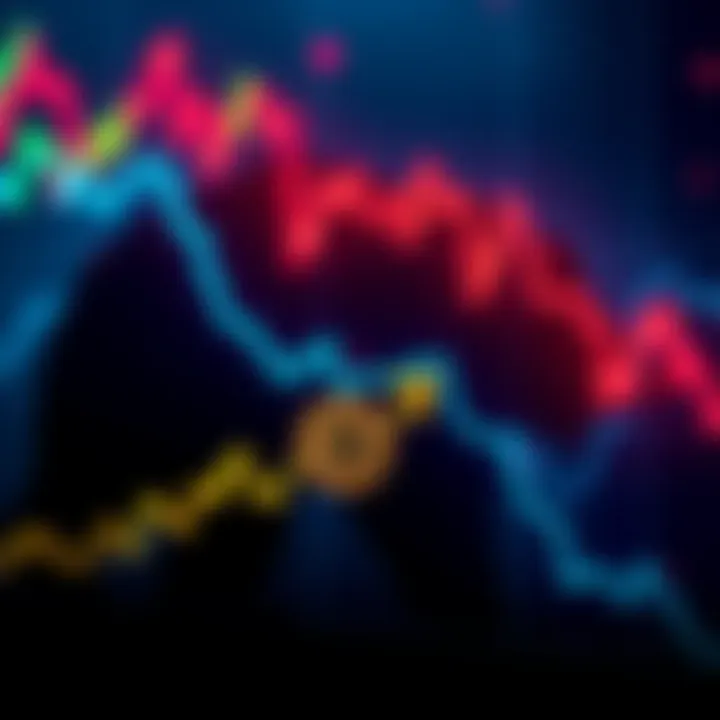 A graph showing Bitcoin prices declining, with a bear silhouette in the background, symbolizing a bear market.
