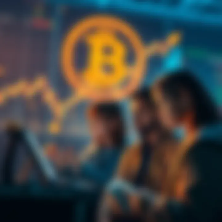 Bitcoin Beginners Seeking Help A group of people looking at Bitcoin charts and discussing strategies, expressing concern and curiosity about the market.