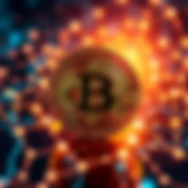 Bitcoin and blockchain concept A visual representation of cryptocurrency with a Bitcoin symbol and blockchain connections