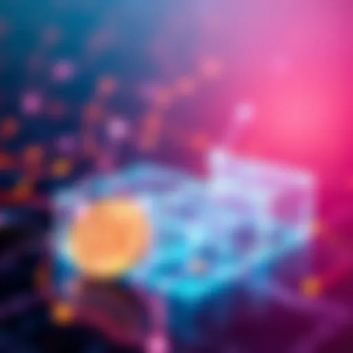 A visual representation of Bitcoin and blockchain technology, showing interconnected blocks with the Bitcoin symbol