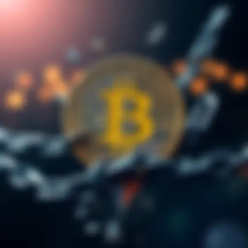 A Bitcoin symbol breaking free from chains, representing freedom from corrupt financial systems.