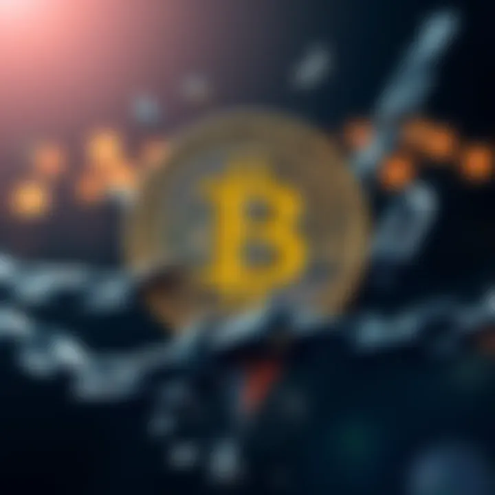 A Bitcoin symbol breaking free from chains, representing freedom from corrupt financial systems.